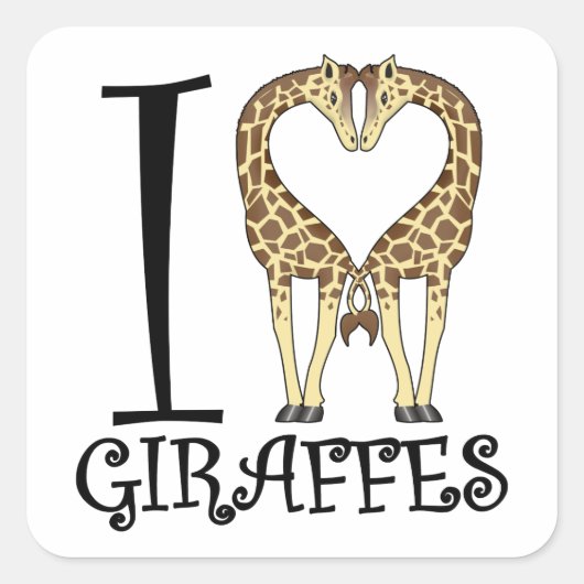 I HartGiraffes Vierkante Sticker (Voorkant)