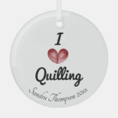  'I hartquilling' Keepslag Glas Ornament (Voorkant)