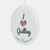  'I hartquilling' Keepslag Glas Ornament (Voorkant links)