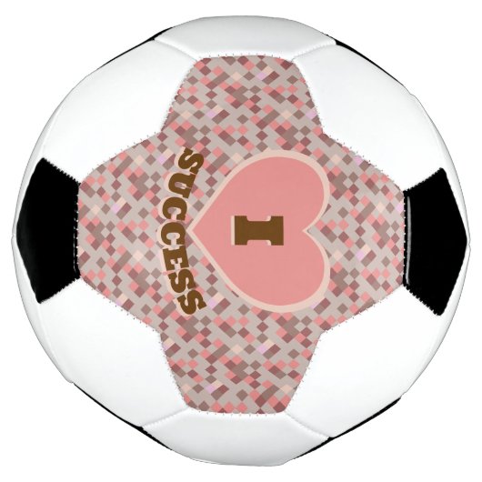 I Hartsucces geruit patroon koraal bruin roze Voetbal (Gedraaid)