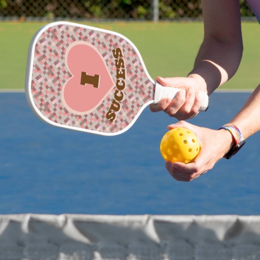 I Hartsucces geruit patroon koraal roze bruin Pickleball Paddle (Insitu)