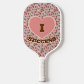 I Hartsucces geruit patroon koraal roze bruin Pickleball Paddle (Voorkant)