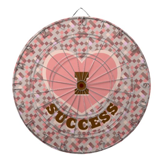 I Hartsucces Groovy Retro koraal bruin geruit Dartbord (Voorkant)