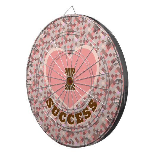 I Hartsucces Groovy Retro koraal bruin geruit Dartbord (Voorkant Rechts)