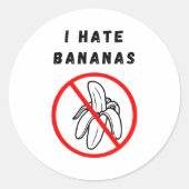 I Hate Bananas  Ronde Sticker (Voorkant)