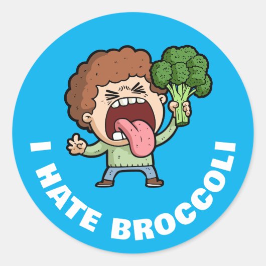 I Hate Broccoli Ronde Sticker (Voorkant)