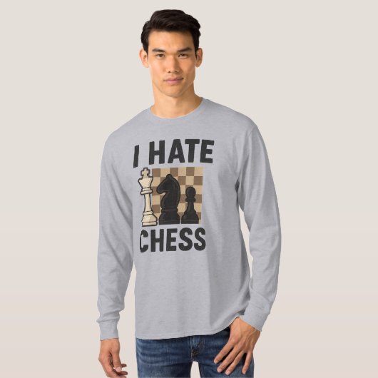 I Hate Chess long sleeve - vivid print T-shirt (Voorkant volledig)