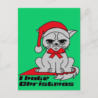 I hate Christmas - Cat Postkarte Feestdagenkaart