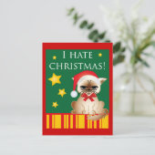 I hate christmas! Lustige Anti-Weihnachtskarte Feestdagenkaart (Staand voorkant)