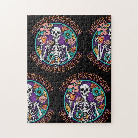 I Hate Everyone Coffee Helps Coffee Lover Gifts Legpuzzel (Verticaal)