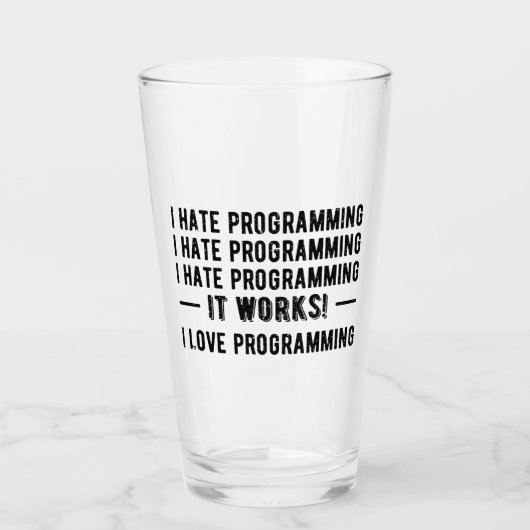 I Hate Programming - Funny Programmer II Glas (Voorkant)