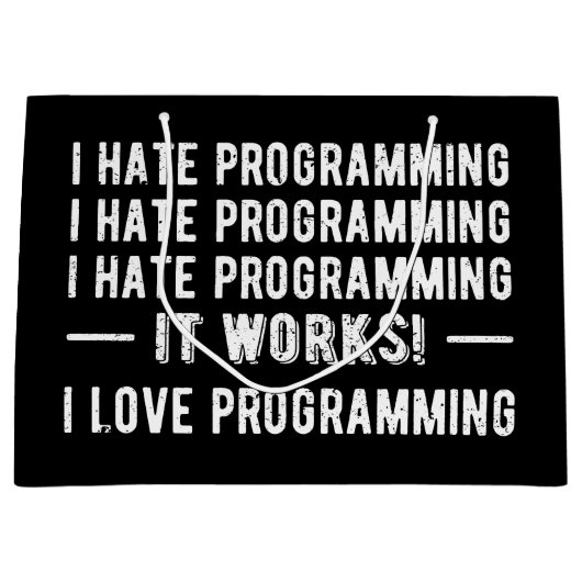 I Hate Programming - Funny Programmer II Groot Cadeauzakje (Voorkant)