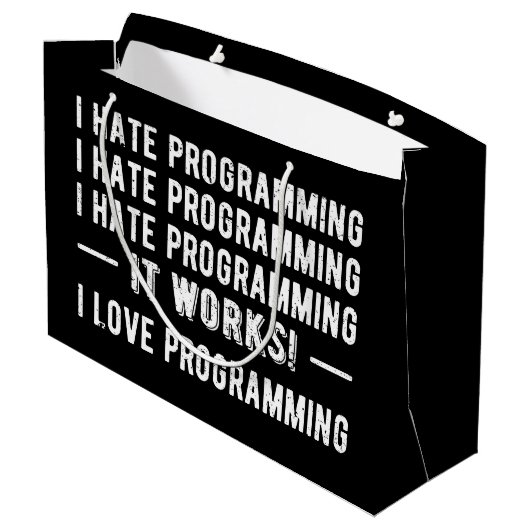 I Hate Programming - Funny Programmer II Groot Cadeauzakje (Achterkant Gekanteld)