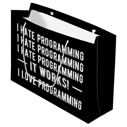 I Hate Programming - Funny Programmer II Groot Cadeauzakje (Voorkant Gekanteld)