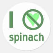 I Hate Spinach Ronde Sticker (Voorkant)