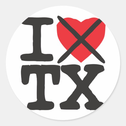 I Hate TX - Texas Ronde Sticker (Voorkant)