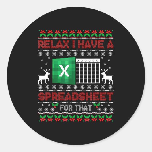 I Have A Spreadsheet For That Christmas Ugly Sweat Ronde Sticker (Voorkant)