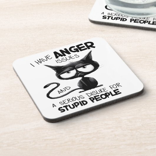 I Have Anger Issues Funny Cat Lover Gift Bier Onderzetter (Linkerzijde)