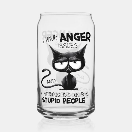 I Have Anger Issues Funny Cat Lover Gift Blikvorm Glas (Voorkant)