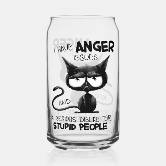 I Have Anger Issues Funny Cat Lover Gift  Blikvorm Glas (Achterkant)
