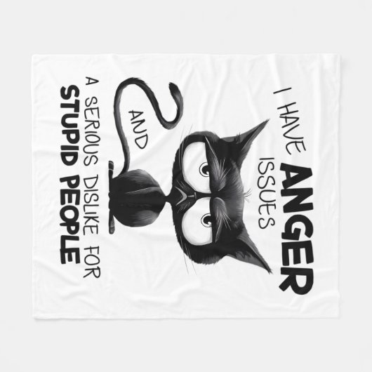 I Have Anger Issues Funny Cat Lover Gift  Fleece Deken (Voorkant (Horizontaal))