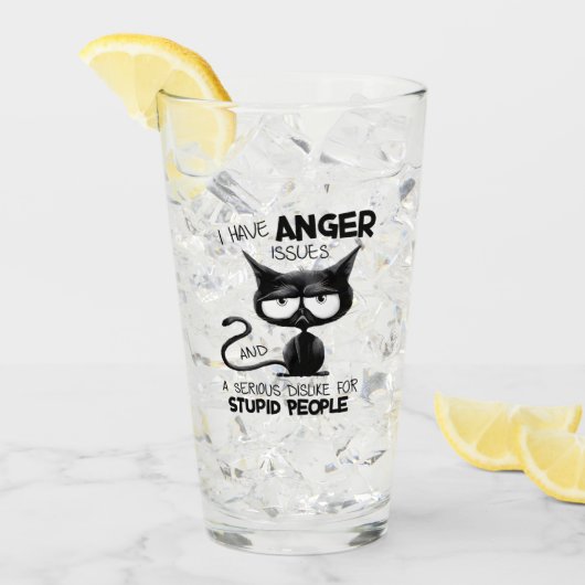 I Have Anger Issues Funny Cat Lover Gift Glas (Voorkant ijs)