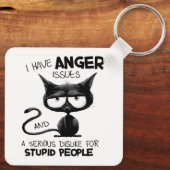 I Have Anger Issues Funny Cat Lover Gift Sleutelhanger (Achterkant)