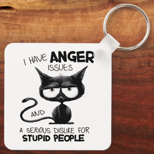 I Have Anger Issues Funny Cat Lover Gift  Sleutelhanger (Achterkant)