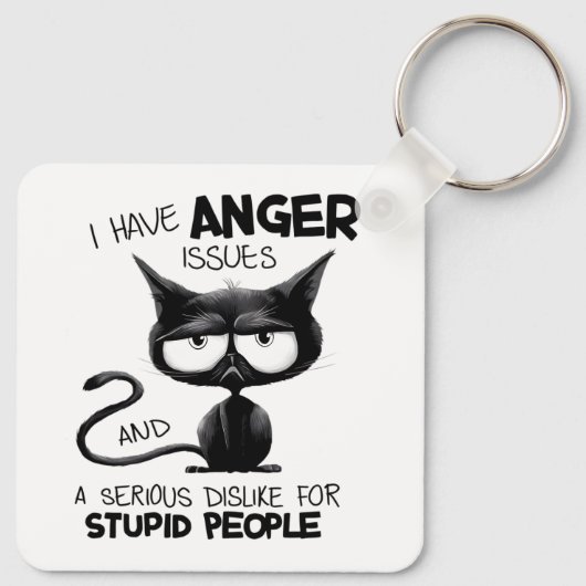 I Have Anger Issues Funny Cat Lover Gift Sleutelhanger (Achterkant)