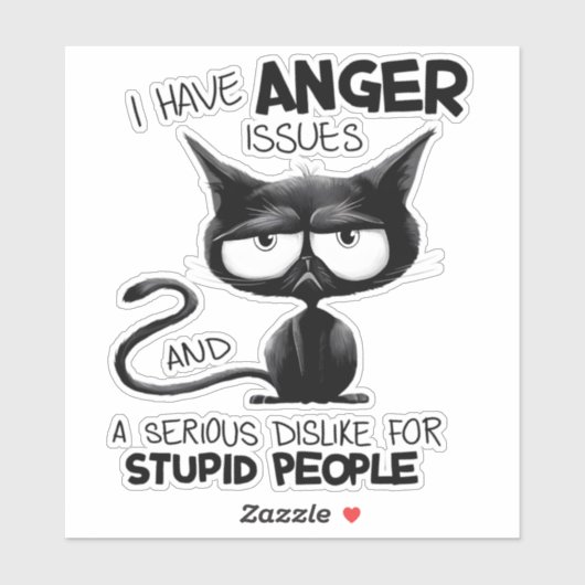 I Have Anger Issues Funny Cat Lover Gift  Sticker (Vel)