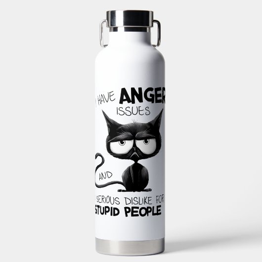 I Have Anger Issues Funny Cat Lover Gift  Waterfles (Voorkant)