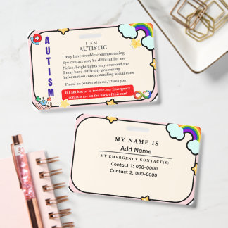 I Have Autism ID Personalized Autistic Name Badge