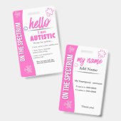 I Have Autism ID Personalized Autistic Name Badge (Voor- en achterkant)