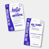 I Have Autism ID Personalized Autistic Name Badge (Voor- en achterkant)