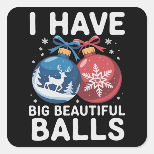 I Have Big Beautiful Balls Christmas Funny Couple Vierkante Sticker (Voorkant)