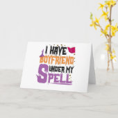 I Have Boyfriend Under My Spell Funny Halloween Kaart (Gele Bloem)