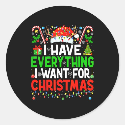 I Have Everything I Need Couples Pajamas Christmas Ronde Sticker (Voorkant)