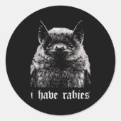 I Have Rabies Funny Bat  Ronde Sticker (Voorkant)