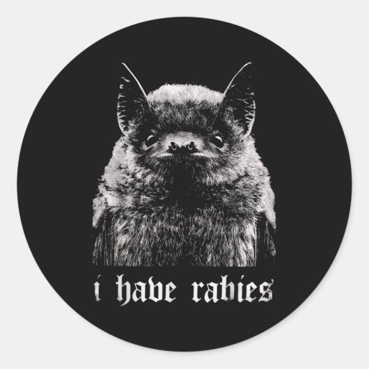 I Have Rabies Funny Bat Ronde Sticker (Voorkant)