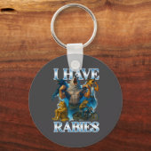 I Have Rabies Funny Cringe Werewolf Meme Alpha Wol Sleutelhanger (Voorkant)