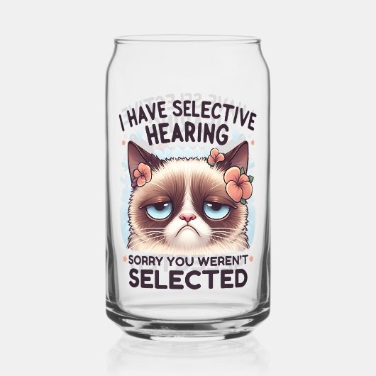 I Have Selective Hearing Funny Cat Lover Gift  Blikvorm Glas (Voorkant)