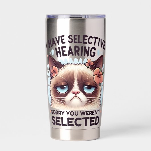I Have Selective Hearing Funny Cat Lover Gift  Geïsoleerde Drinkbeker (Voorkant)