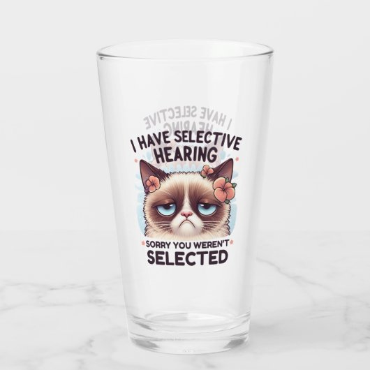 I Have Selective Hearing Funny Cat Lover Gift  Glas (Achterkant)