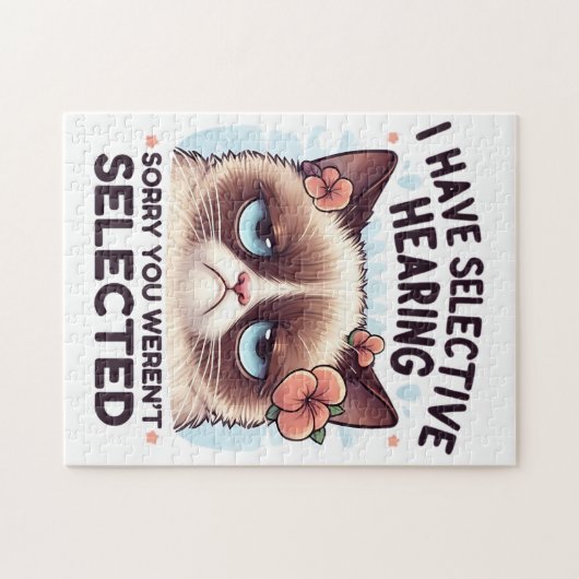 I Have Selective Hearing Funny Cat Lover Gift  Legpuzzel (Horizontaal)