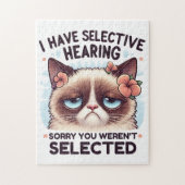 I Have Selective Hearing Funny Cat Lover Gift  Legpuzzel (Verticaal)