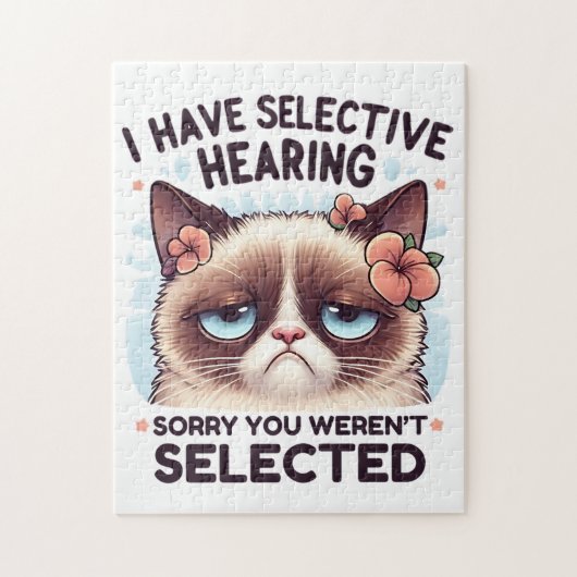 I Have Selective Hearing Funny Cat Lover Gift  Legpuzzel (Verticaal)