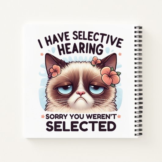 I Have Selective Hearing Funny Cat Lover Gift Notitieboek (Achterkant)