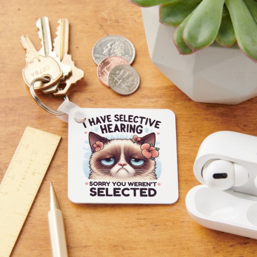 I Have Selective Hearing Funny Cat Lover Gift  Sleutelhanger (Bureau)