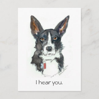“I HEAR YOU!" Big Ears Dog painting postcard Briefkaart