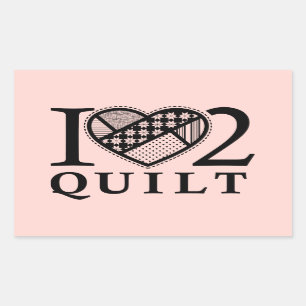I Heart 2 Quilt door FiberFlies Rechthoekige Sticker